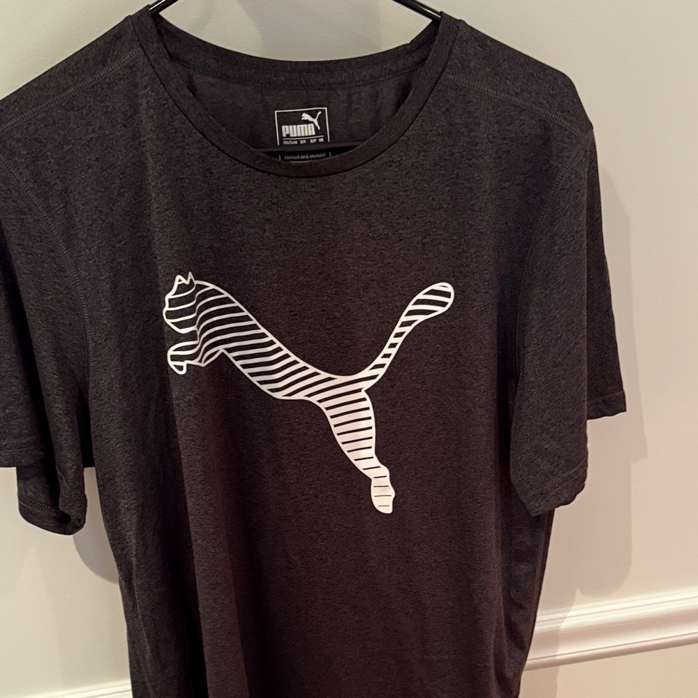 Puma Charcoal Tee with Striped White Logo